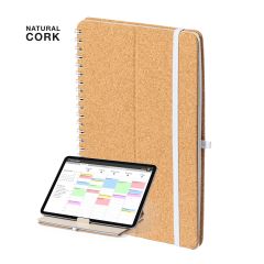 Kork og hvedehalm notesbog med tabletholder, A5