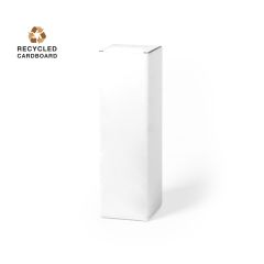 Hvid æske af genbrugt materiale til drikkeflaske