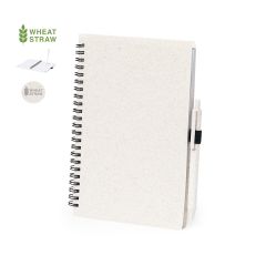 Notesbog med omslag og kuglepen i hvedehalm, A5
