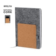 Notatbok av RPET-filt med korklomme og penneholder A5