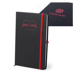 Sort notesbog af kunstlæder med linjerede sider, A5